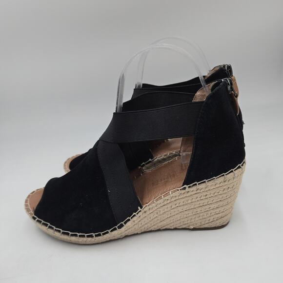 Gentle Souls Kenneth Cole Women's Espadrille Wedge Sandals Black Size 9 M Peep - Picture 3 of 6